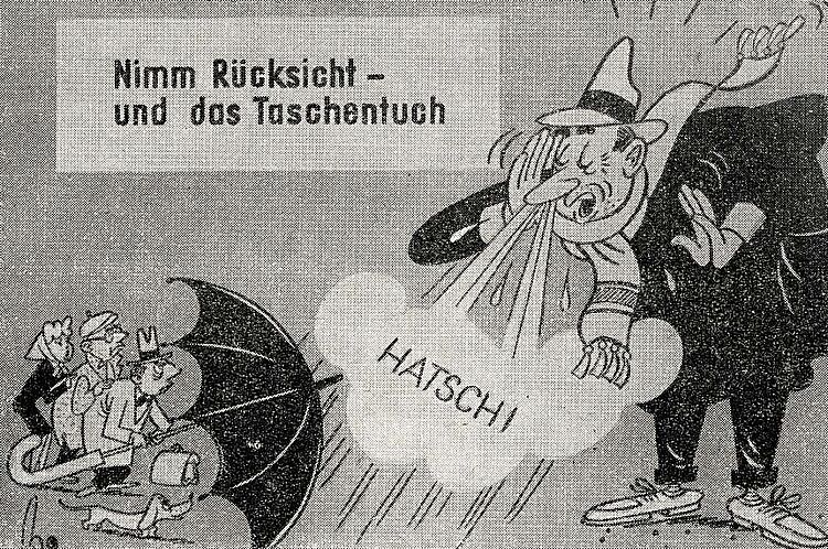 Broschüre "Vermeidet Erkältungskrankheiten" des DRK der DDR, um 1958 (DRK) Broschüre "Vermeidet Erkältungskrankheiten" des DRK der DDR, um 1958 (DRK)